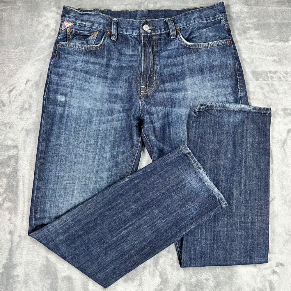 Denim & Supply Ralph Lauren Mens Slouch Fit Jeans Blue Denim 34x34 Distressed